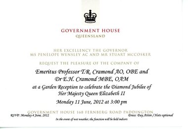 Invitation, Invitation to a Garden Reception to celebrate the Diamond Jubilee of Her Majesty Queen Elizabeth II, 2012