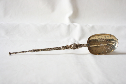 The replica sterling silver coronation anointing spoon.