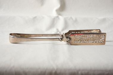 The pair of asparagus tongs.