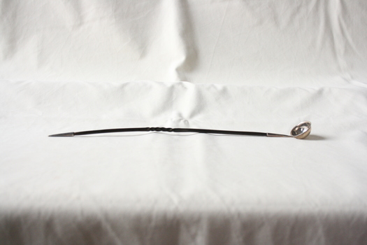 The sterling silver and whalebone toddy ladle.