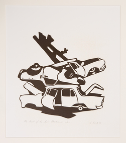 Print, Nanette Bourke, The Cult of the Car - Obsolescence, 1989