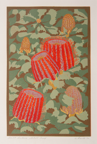 Print, Nanette Bourke, Scarlet Banksia, 1988