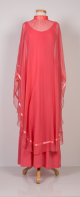 Clothing, Sheer chiffon evening gown with under-dress