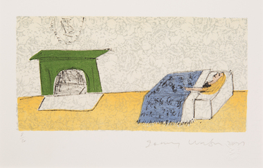 Print, Jenny Watson, Woman in bed, 2001