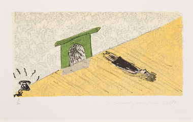 Print, Jenny Watson, Woman under floorboard, 2001