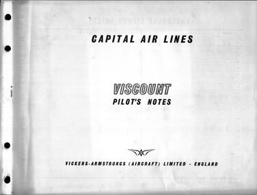 Manual (item) - (SP) Vickers Viscount Type 745D Instruction Manual Pilot's Notes - Capital Airlines