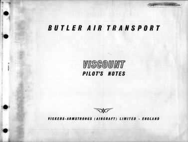 Manual (item) - (SP) Vickers Viscount Type 747 Instruction Manual Pilot's Notes Butler Air Transport (BAT)