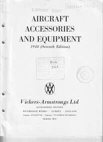 Manual (item) - (SP) Vickers-Armstrongs Aircraft Accessories and Equipment 1948 (Seventh Edition)