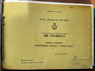 Manual (Item) - (SP) AAP 7213.003-2-5 Mirage Aircraft Maintenance Manual Power Plant