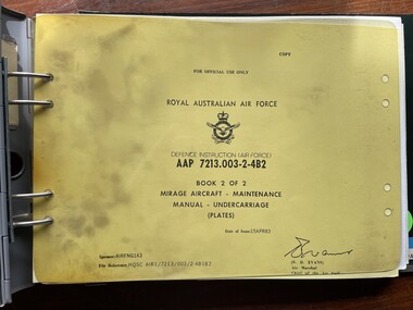 Manual (Item) - (SP) AAP 7213.003-2-4B2 Mirage Aircraft - Maintenance Manual - Undercarriage (Plates) Book 2 of 2