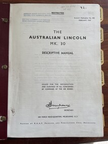 Manual (Item) - (SP) AAP 802 Australian Lincoln Mk 30 Descriptive Manual