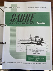 Manual (item) - (SP) AAP RAAF Pub 721:94 Sabre Mk31 & Mk32 General & Technical Info Pts 1,2 &3 18/07/1962, 24/05/2021