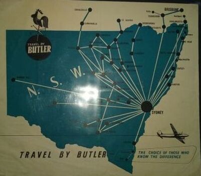 Butler Air Transport: Timetable Information Fares/ Map