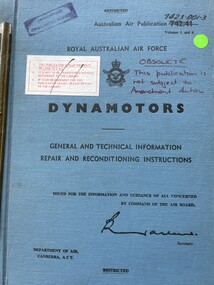 Manual (item) - (SP) AAP 7423.001-3 RAAF Pub 742:41 Dynamotors General and Technical Information Repair and Reconditioning Instructions