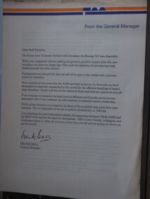 TAA From the General Manager: TAA From the General Manager: Frank Ball