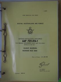 Defence Instruction (Air Force) AAP 7211.016-1 : Flight Manual Nomad N22 Mk1