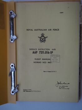 Defence Instruction (Air Force) AAP 7211.016-1P: Flight Manual Nomad N22 Mk1