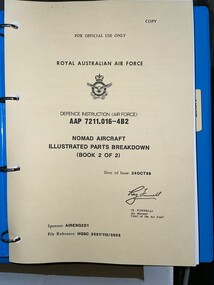 Manual (item) - (SP) Defence Instruction (Air Force) AAP 7211.016-4B2, Nomad Aircraft Illustrated Parts Breakdown (Book 2 of 2)