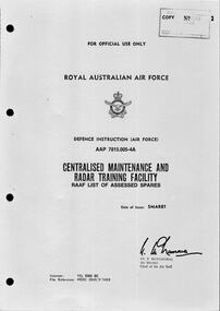 Manual (item) - (SP) AAP 7815.005-4A Centralised Maintenance and Radar Training Facility