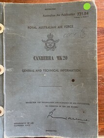 Manual (item) - (SP) AAP 721.84 Canberra Mk 20 General and Technical Information