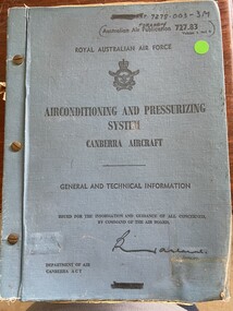 Manual (item) - (SP) AAP 7278.003-3M Airconditioning and Pressurizing System Canberra Aircraft General and Technical Information