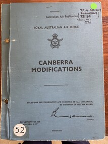 Manual (item) - (SP) AAP 7214.006-100-7 RAAF Pub 721:84 Canberra Modifications 601-700