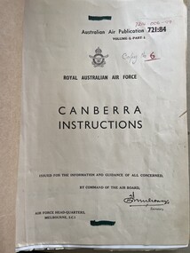 Manual (item) - (SP) AAP 7214.006-99 RAAF Pub 721.84 Canberra Instructions