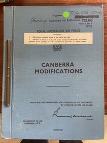 Manual (item) - (SP) AAP 7214.006-100-6 RAAF Pub 721.84 Canberra Modifications Volume 2,Part 2,Book 6