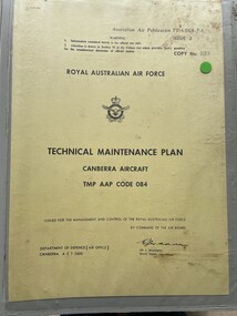 Manual (item) - (SP) AAP 7214.006-7-1 Issue 3 Temp Code 084 Technical Maintenance Plan Canberra