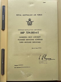 Manual (item) - (SP) AAP 7214.005-6-2 Canberra MK21 Aircraft Planned Service Schedule Turn Around Servicing