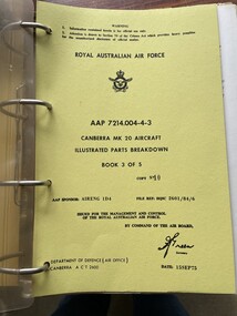 Manual (item) - (SP) AAP 7214.004-4-3 Canberra MK 20 Aircraft Illustrated Parts Breakdown Book 3 of 5 Date: 15SEP75