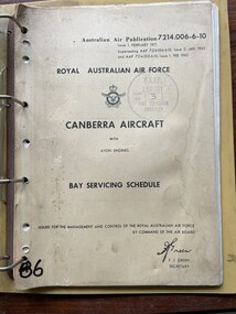 Manual (item) - (SP) AAP 7214.006-6-10 Canberra Aircraft with Avon Engines Bay Servicing Schedule