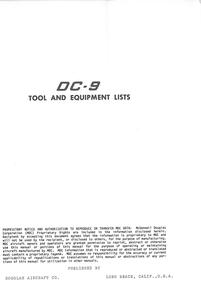 Manual (item) - (SP) Douglas DC9 Tool and Equipment Lists Chapters 7-31 Trans Australian Airlines
