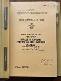 Manual (item) - (SP) AAP 7276.189-3M Mirage III Aircraft Control Column Overhaul Manual