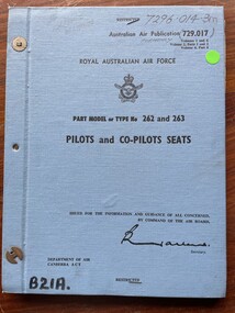 Manual (item) - (SP) AAP 7296.014-3M  729.017  Dassault Pilots And Co-Pilots Seats Type 262 and 263 Volumes 1 and 6,Volume 2 Parts 1 and 2,  Volume 4 Part 6