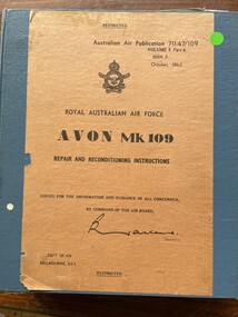 Manual (item) - (SP) AAP RAAF Pub 711:47-109 CAC Collection - AVON Mk 109 Repair and Reconditioning Instructions  Volumes 6 Part 4 Book 3