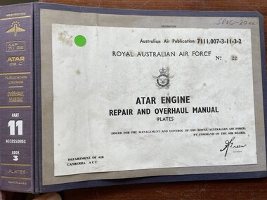 Manual (Item) - (SP) AAP 7111.007-3-11-1-2 RAAF Pub 711:55 CAC ATAR Turbojet engine 09 C 09c006 part 11 Accessories book 3 overhaul manual repair