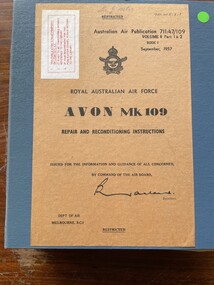 Manual (item) - (SP) AAP 7111.005-3-1 RAAF Pub 711:47-109 Avon Mk 109 Repair and Reconditioning Instructions, Avon Mk 109 Repair and Reconditioning Instructions