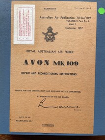 Manual (item) - (SP) AAP 7111.005-3-1 RAAF Pub 711:47-109 Avon Mk 109 Repair and Reconditioning Instructions, Avon Mk 109 Repair and Reconditioning Instructions