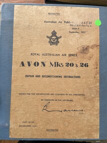 Manual (item) - (SP) AAP 7111.004-3-1 711.47-20 Avon Mks 20 and 26 Repair and Reconditioning Instructions, Avon Mks 20 & 26 Repair and Reconditioning Instructions