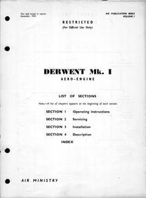 Manual (item) - (SP) AP4038A Rolls Royce Derwent Mk1 Aero Engine Vol 1