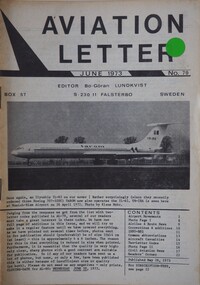 Aviation Letter June 1973 through December 75- complete: Editor B.G. Lundkvist