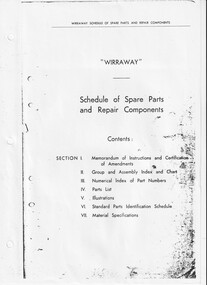 Document (item) - CAC Wirraway Dive Bomber Schedule of Spare Parts, COMMONWEALTH AIRCRAFT CORPORATION PTY LTD, Wirraway Dive Bomber Aircraft: Schedule of Spare Parts and Repair Components - Approx 1200 pages, Circa 1939