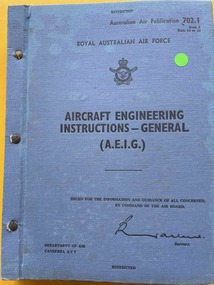 Document (item) - (SP) AAP 7002.002-3 RAAF Pub 702:1 Aircraft Engineering Instructions - General -  Book 3