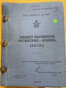 Document (item) - (SP) AAP 7002.002-1 RAAF Pub 702:1 Aircraft Engineering Instructions - General -  Book 1