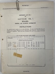 Document (Item) - (SP) AAP RAAF Pub 721:85 Winjeel General and Technical Information Instructions