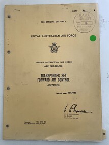 Document (Item) - (SP) AAP 7815.009-100 RAAF Transponder Set Forward Air Control AN PPN-18