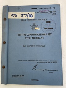 Document (Item) - (SP) AAP 7831.009-6-10 RAAF Pub 782:89 VHF FM Communications Set Type AN/ARC-44