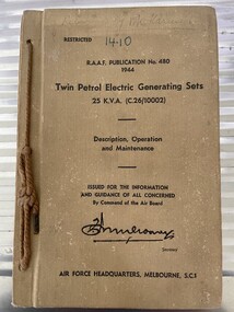 Booklet - (SP) AAP 480 1944 Twin Petrol Electric Generating Sets 25 K.V.A. (C.26/10002) Description, Operation and Maintenance