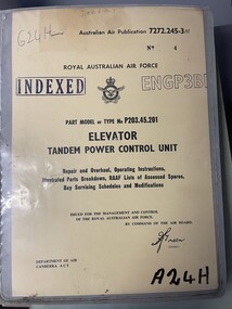 Document (Item) - (SP) AAP 7272.245-3M - Elevator Tandem Power Control Unit, RAAF - Elevator Tandem Power Control Unit